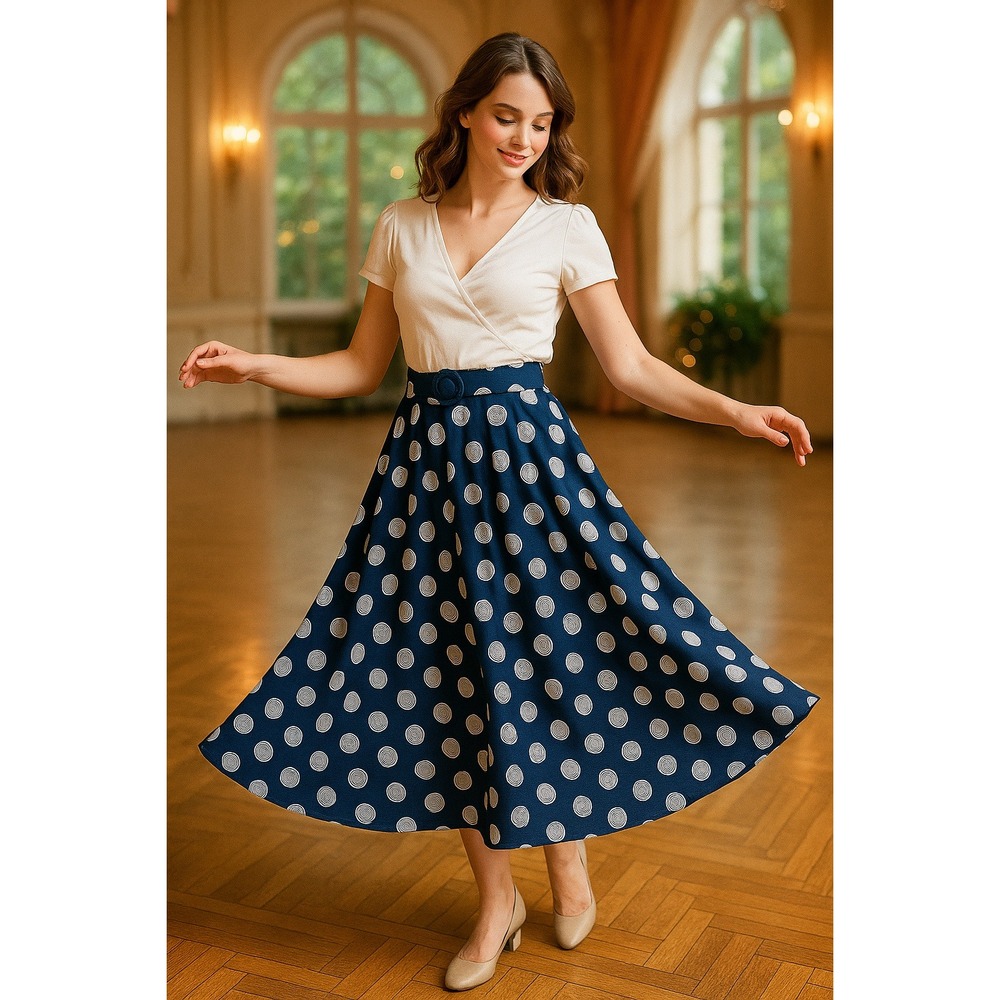 Vtg Michael K & Company Size 12 Skirt Midi Polka Dot Preppy 80s 90s Cottagecore